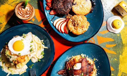 Spread of food at Morning Day Cafe