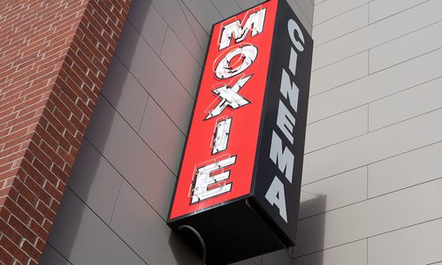 Moxie Cinema exterior sign in downtown Springfield MO