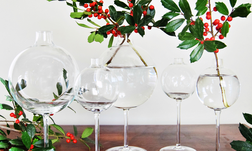 glasses and christmas decor