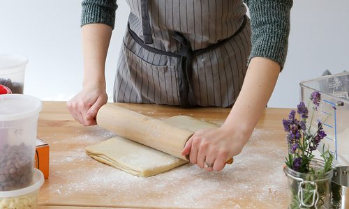 Uliana Komodi of European Cafe in Springfield MO rolling out pastry dough