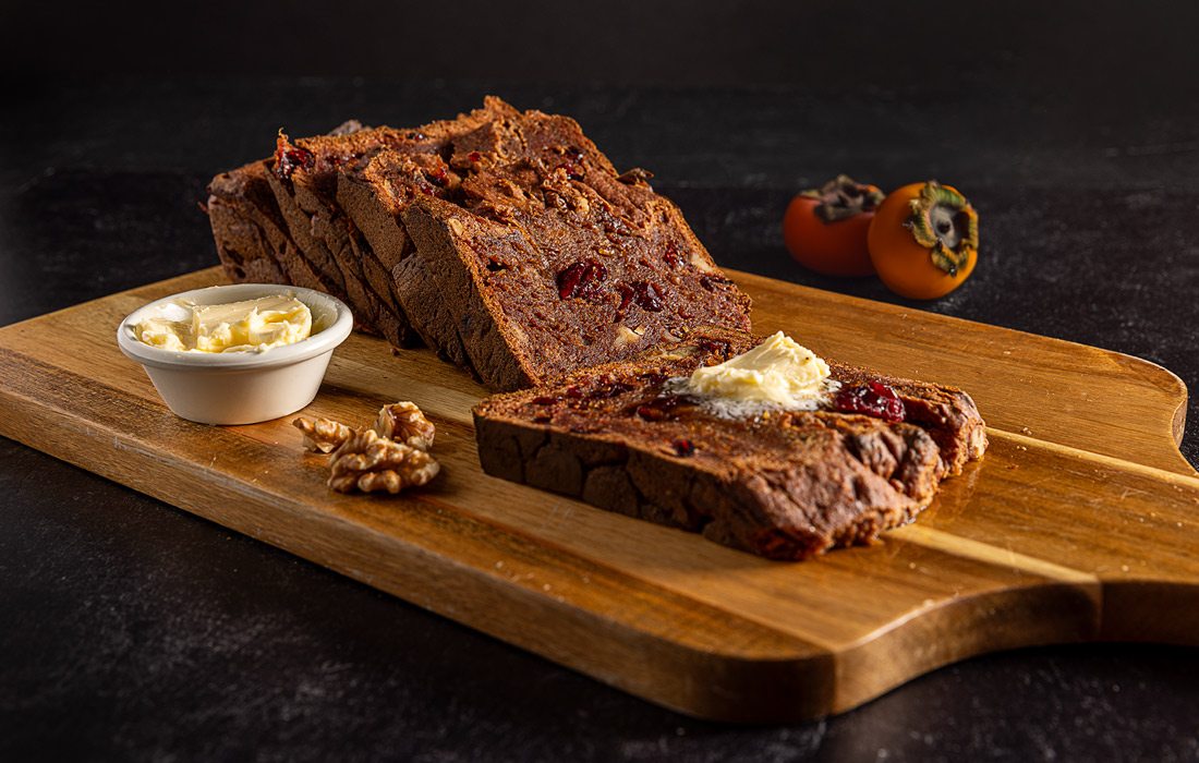 Persimmon Cranberry Walnut Bread