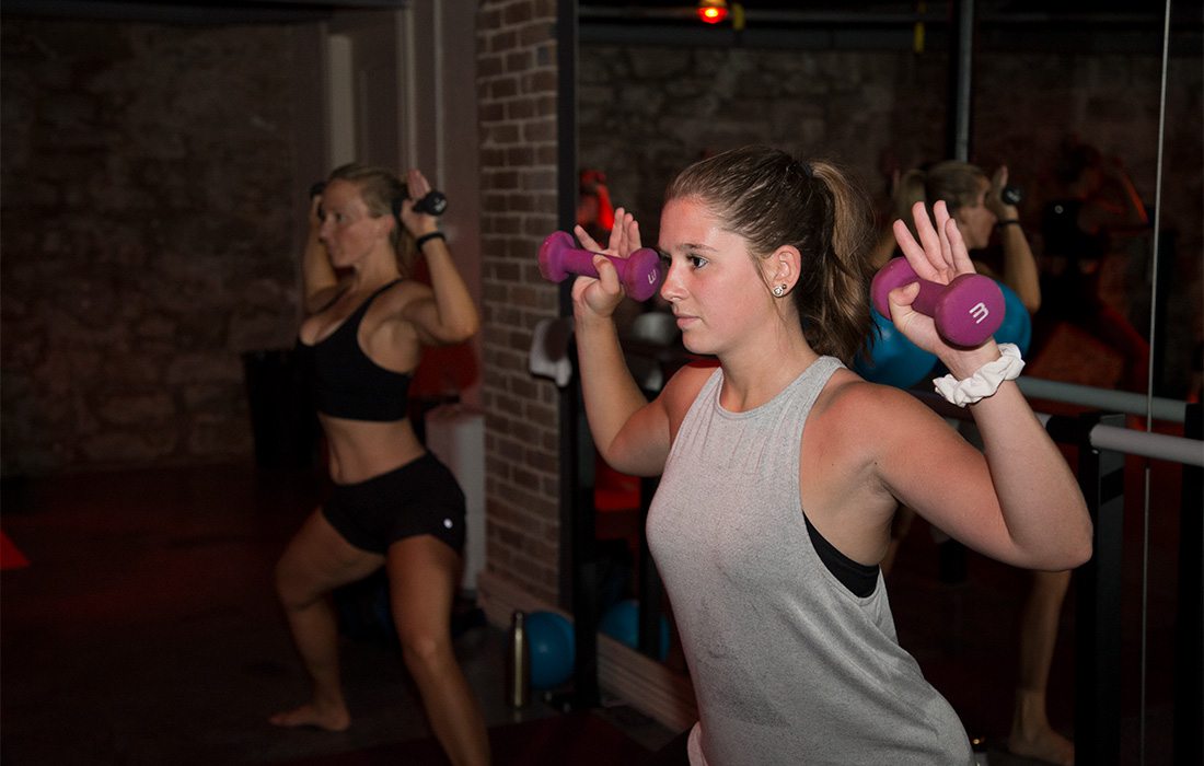 women working out with weights