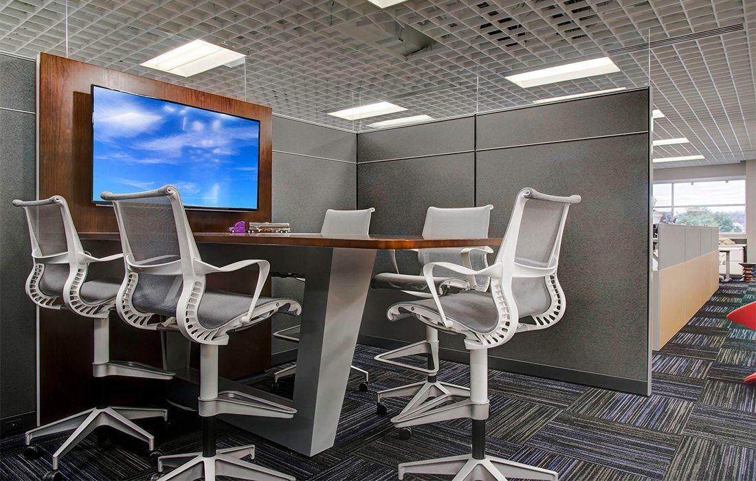 desk and chairs in an office cubicle