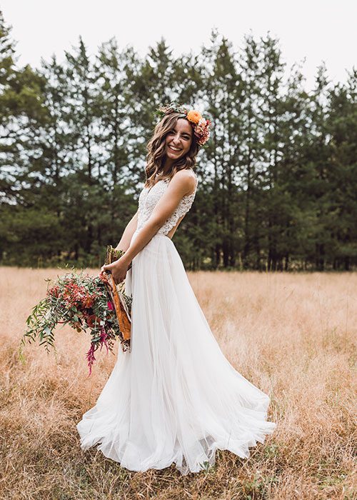 Bride Haiden Keener on her wedding day at The Co-Op Venue in Pleasant Hope, MO