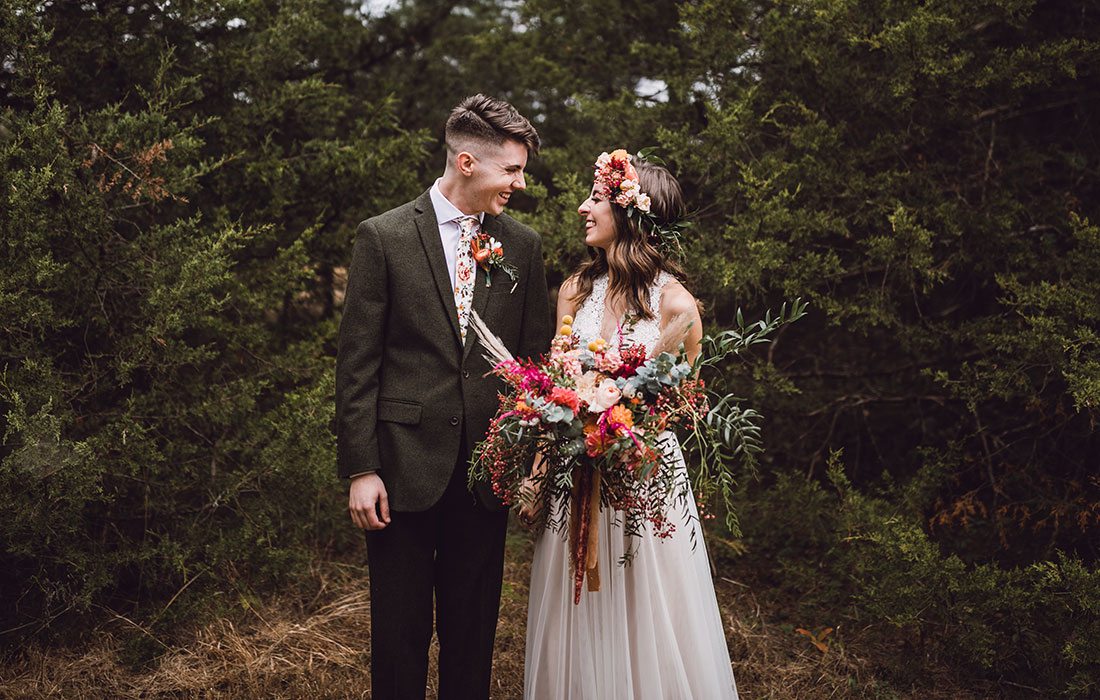 Haiden Keener & Josh Stipp on their wedding day at The Co-Op Venue in Pleasant Hope, MO