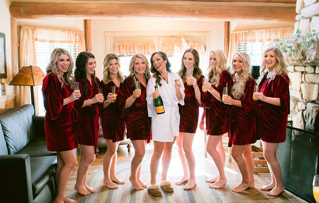 Bride Makenzie Moore with her bridal party at Top of the Rock in Branson, MO