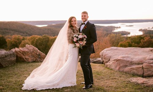 Makenzie Moore & Taylor Lambke on their wedding day at Top of the Rock in Branson, MO