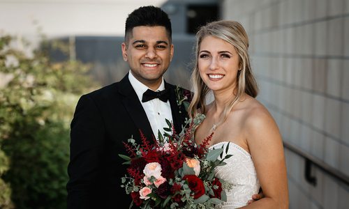 Shayan Cannefax & Jordan Duncan on their wedding day at the DoubleTree by Hilton in Springfield, MO