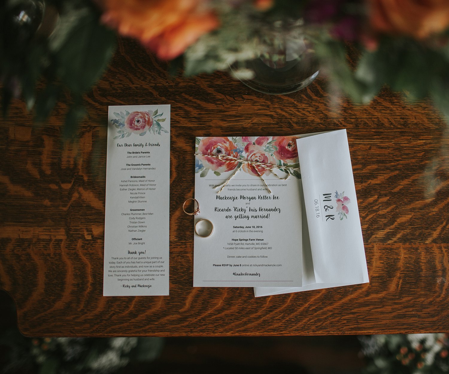 Mackenzie Lee & Ricky Hernandez wedding invitations