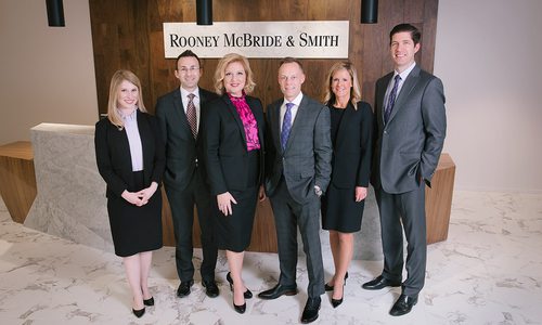 Mallory N. McDonald, Austine E. Williamson, Heather Rooney McBride, Scott A. Smith, Jennifer Brodersen and Andy Scholz of Rooney McBride & Smith in Springfield MO