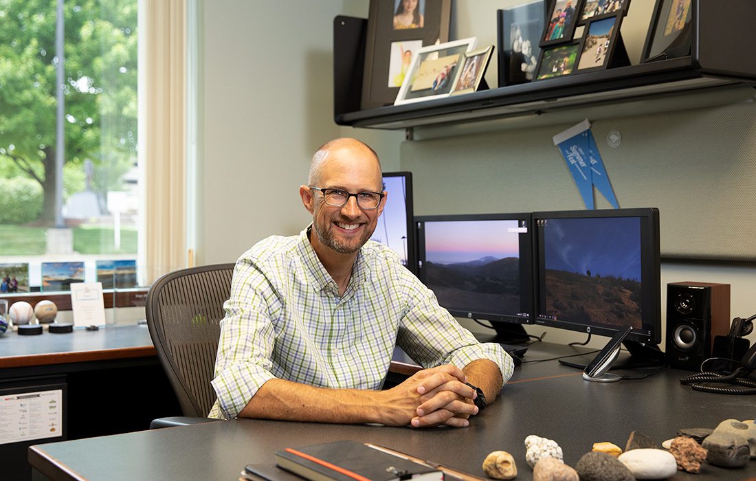 Ryan Mooney, Senior Vice President, Economic Development at the Springfield Area Chamber of Commerce in his office