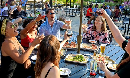 Group having drinks at St. James Winery in southwest Missouri