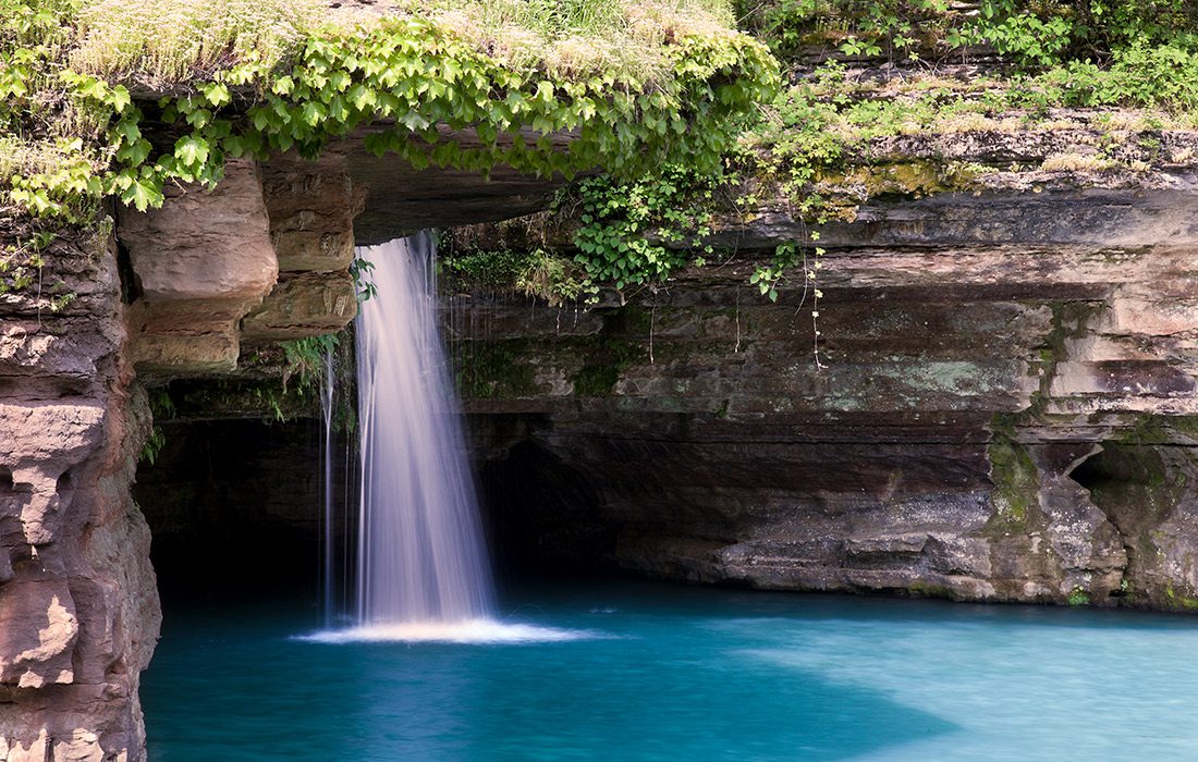 Waterfall along a trail at Dogwood Canyon in Branson MO