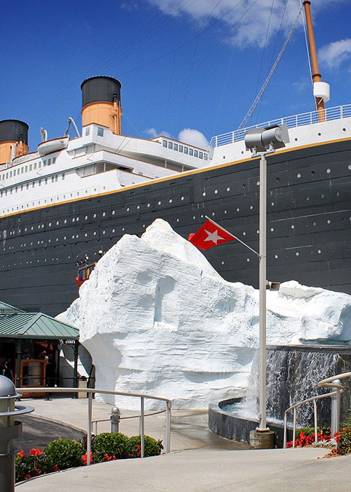 Iceberg sculpture outside Titanic Branson museum