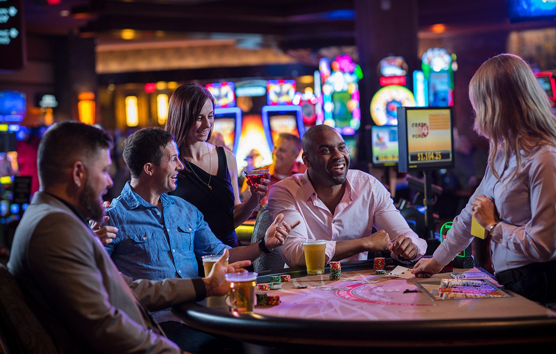 Group playing card games at Downstream Casino in Oklahoma