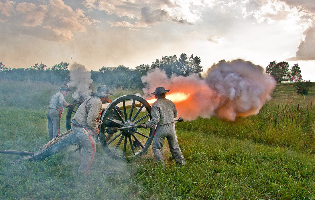 Cannon blast reenactment at Wilson's Creek National Battlefield in southwest Missouri