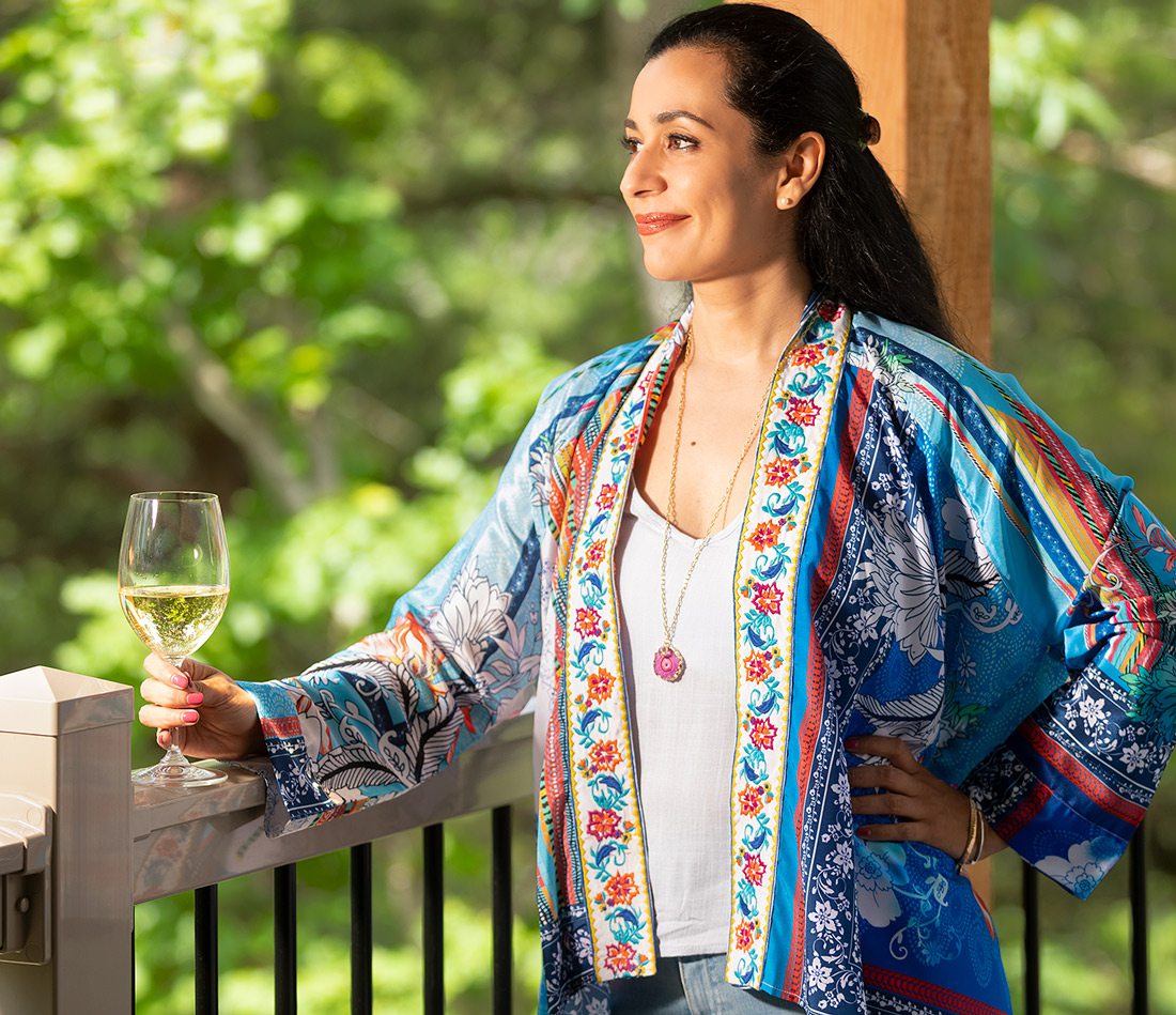 Summer style model on patio