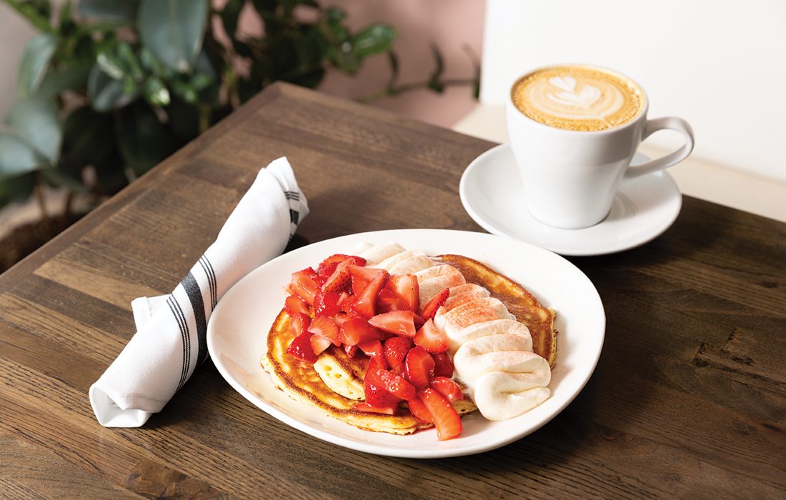 Strawberry pancakes from Rise in Springfield, Missouri.