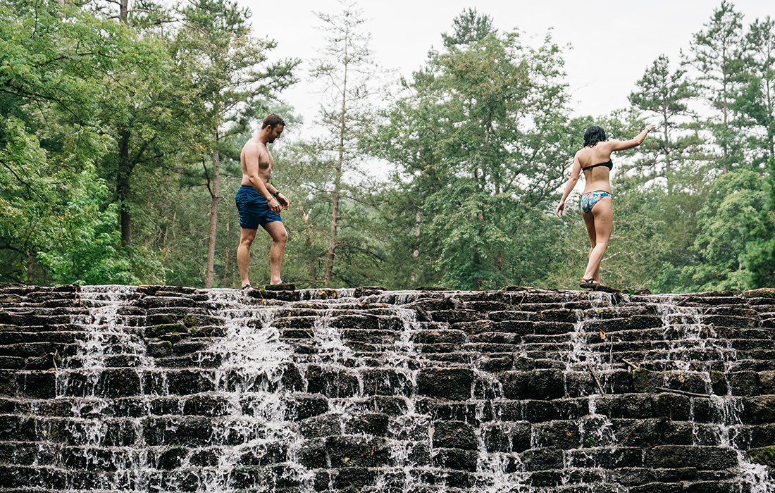 The Gunner Pool dam was built more than 80 years ago using local stones.