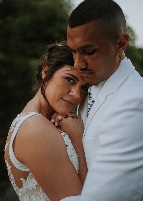 Taylor Abraham & Corey Holmes on their wedding day