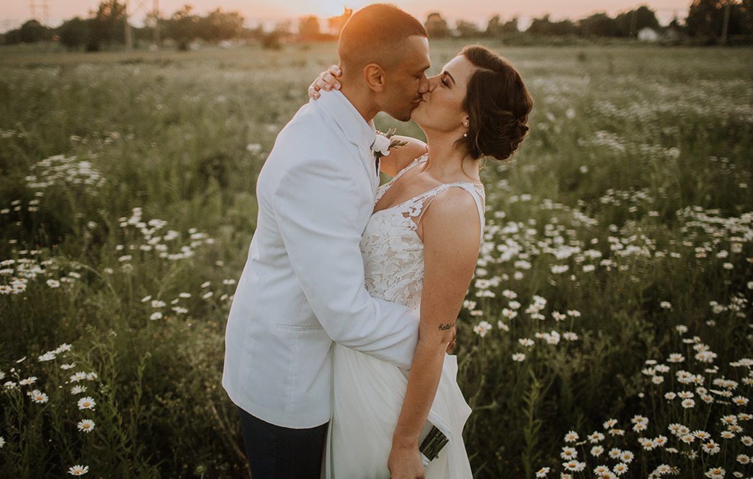 Taylor Abraham & Corey Holmes on their wedding day