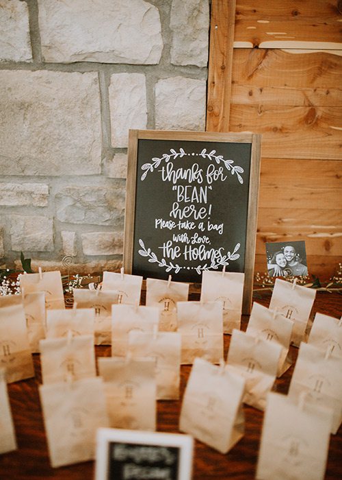 Taylor Abraham & Corey Holmes' wedding guest gifts