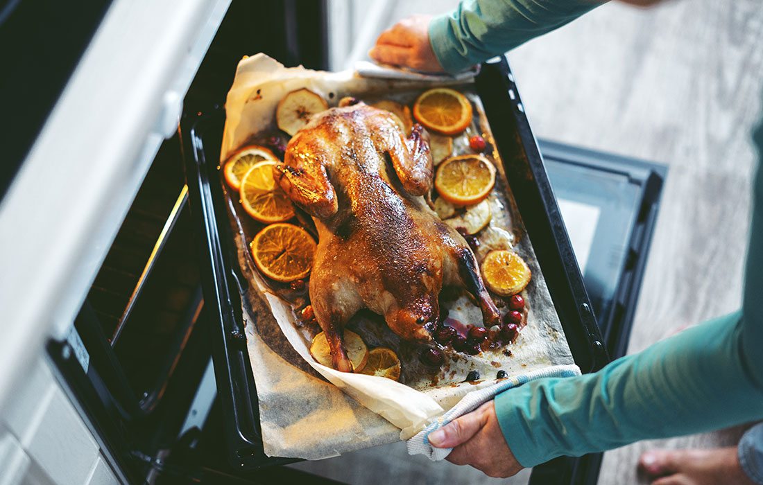 Thanksgiving turkey in the oven