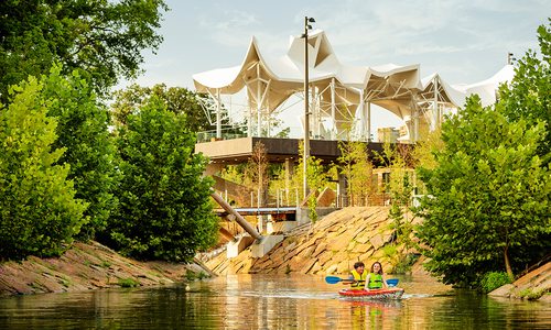 Kayak on the Arkansas River by The Gathering Place in Tulsa, OK