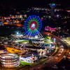 The Track and the Branson Ferris Wheel at night in Branson MO