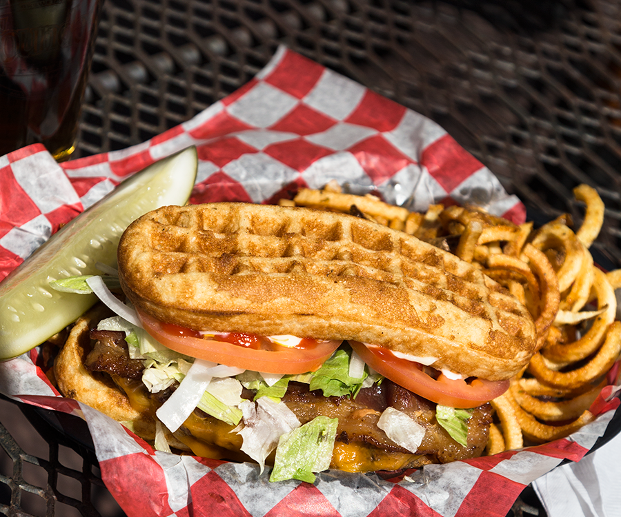 Waffle burger at 417 Taphouse.