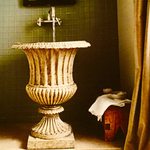 Slider Thumbnail: Urn sink in powder bathroom by Cindy Love Interiors.