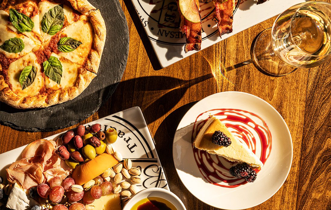 Spread of food from Vineyard Market.