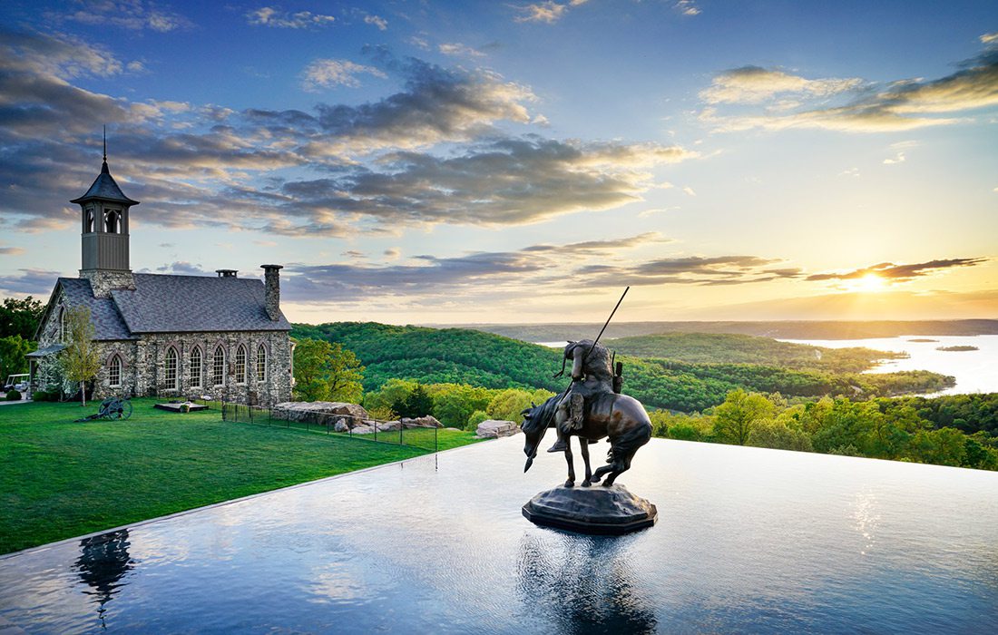 Reflecting Pool at sunset at Big Cedar Lodge in Branson MO