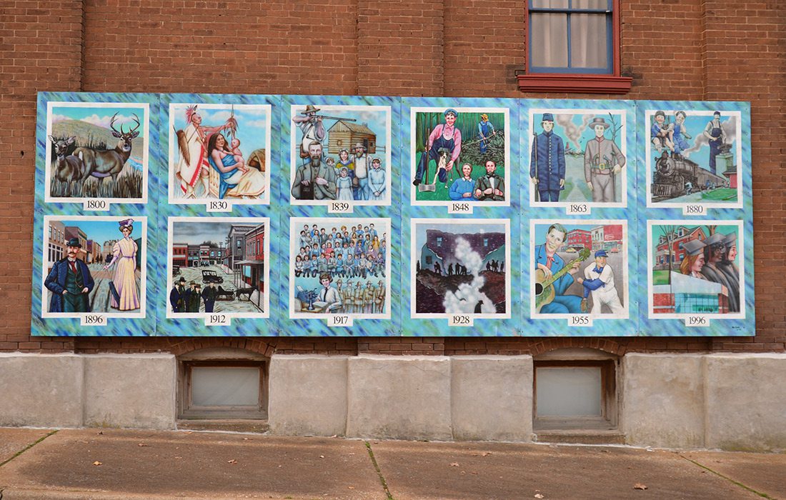 Mural depicting the history of West Plains, Missouri
