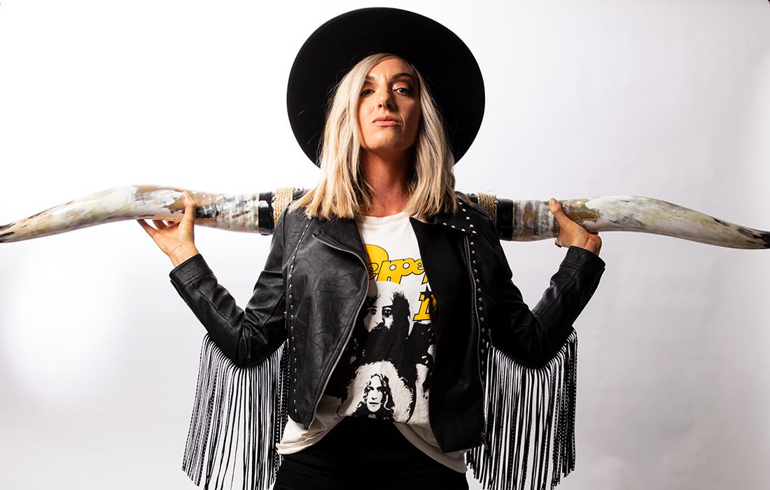 Lindsey Harris modern western outfit photoshoot