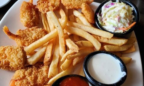 Fried shrimp and fries at White River Fish House