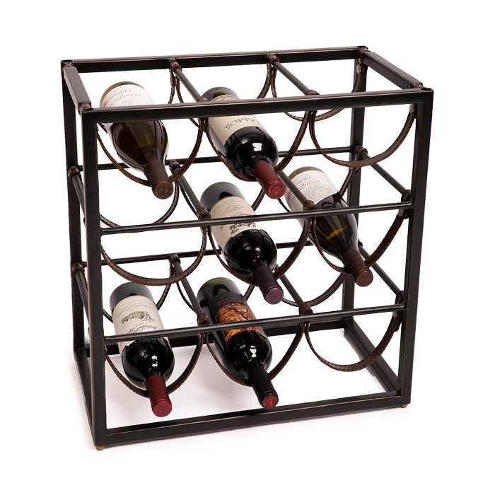 Wrought iron wine rack.