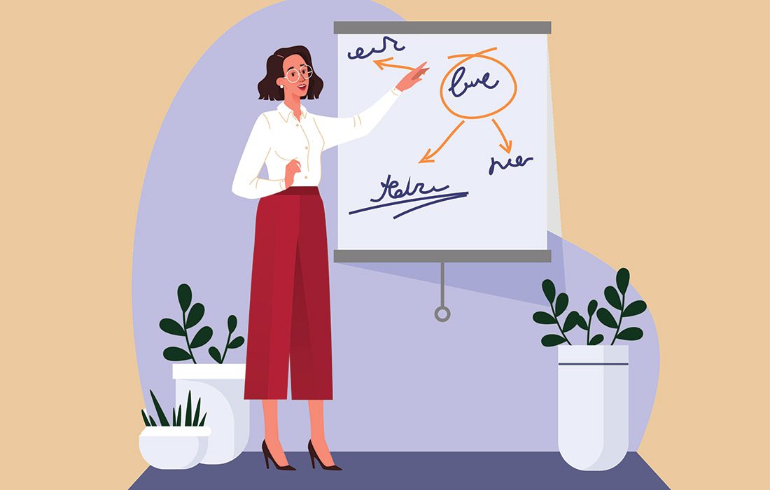 illustration of a business woman giving a presentation