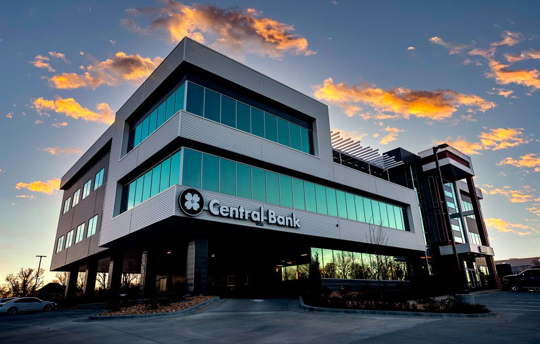 bank at sunset