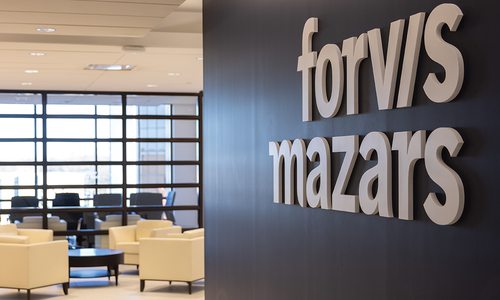 Forvis Mazars logo in new office