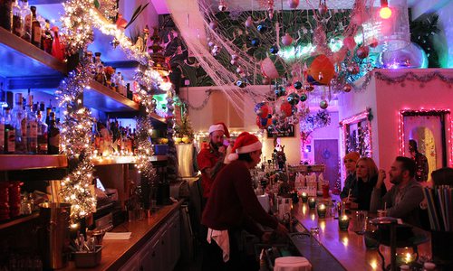 The Golden Girl Rum Club in Springfield, MO decorated for Christmas