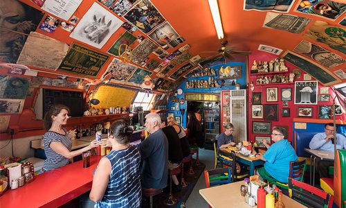 people eating at casper's restaurant in downtown springfield