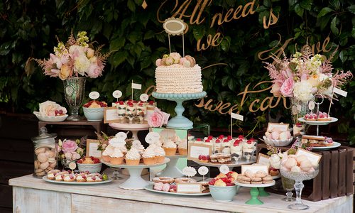 a dessert table at a wedding