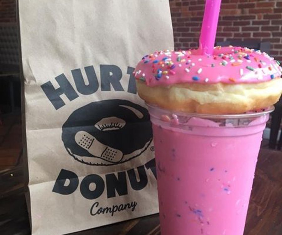 Sprinkle donut and milkshake from Hurts Donut