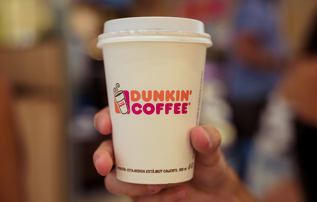 A cup of Dunkin' Donuts coffee