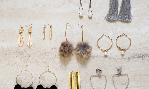 Geometric, Beaded, Furry Statement Earrings