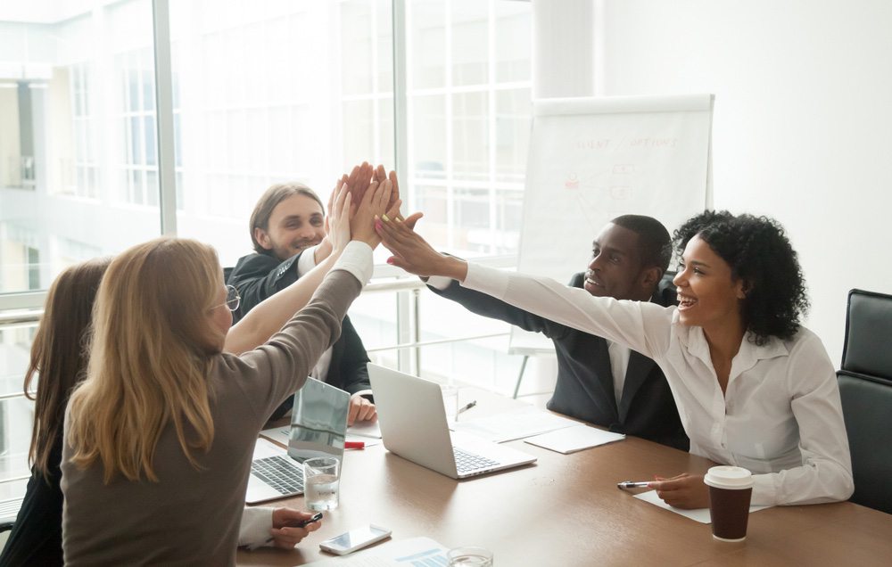 coworkers working together in the office