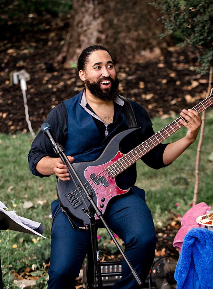 Shaun Munday performing during a wedding ceremony