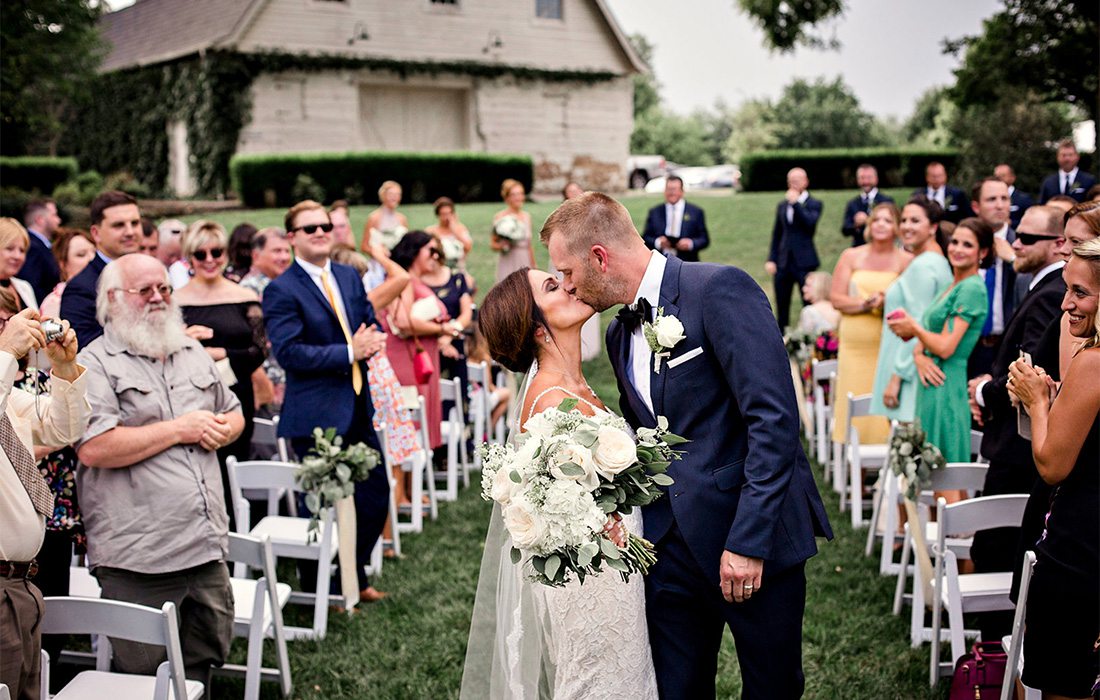 bride and groom during wedding at haseltine estate