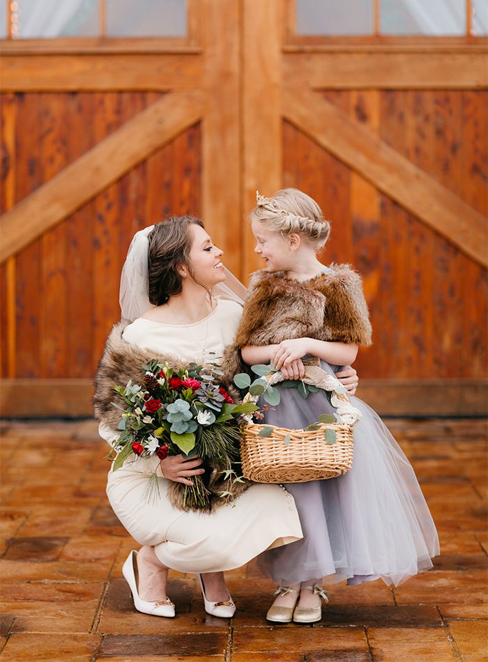 bride and the flower girl